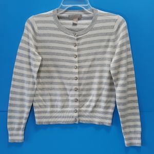 Bananna Republic cream and gray striped sweater